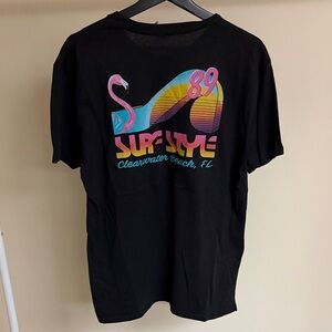 Surf Style Black Tee with Colorful Logo